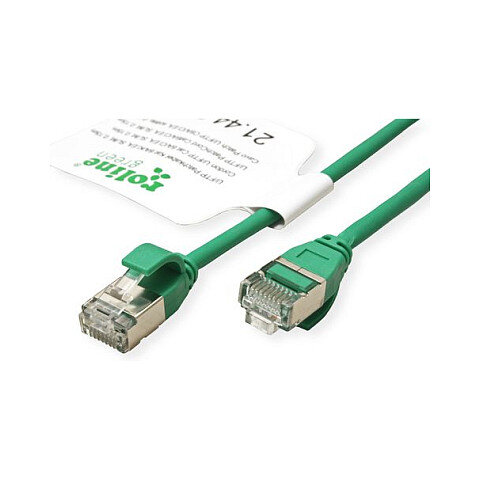 ROLINE GREEN U/FTP Patchkabel Cat.6A (Class EA), LSOH, slim, grn, 0,3 m