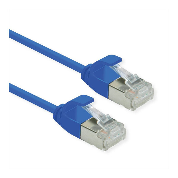 ROLINE GREEN U/FTP Patchkabel Cat.6A (Class EA), LSOH, slim, blau, 0,3 m
