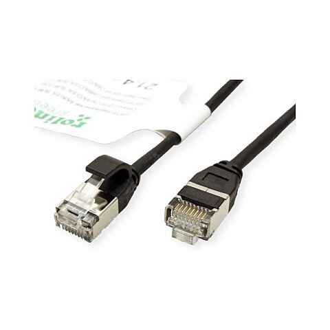 ROLINE GREEN U/FTP Patchkabel Cat.6A (Class EA), LSOH, slim, schwarz, 0,15 m