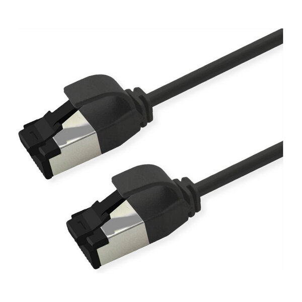 ROLINE S/FTP Patchkabel Kat.8.1, Slim, PoE, schwarz, 0,3m
