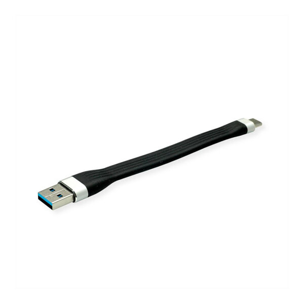ROLINE USB 3.2 Gen 1 Silikonkabel, A-C, ST/ST, schwarz, 11 cm