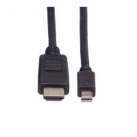 ROLINE Mini DisplayPort Kabel, Mini DP-HDTV, ST/ST, schwarz, 1,5 m