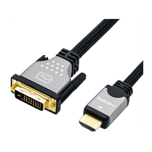 ROLINE Monitorkabel DVI (24+1) - HDMI, ST/ST, schwarz / silber, 1,5 m