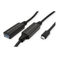 ROLINE USB 3.2 Gen 1 Aktives Repeater Kabel, Typ A - C, schwarz, 10 m