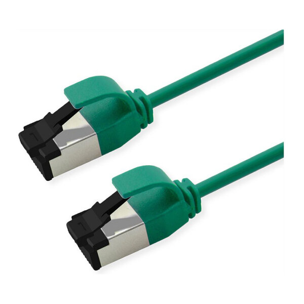 ROLINE S/FTP Patchkabel Kat.8.1, Slim, PoE, gruen, 0,3m