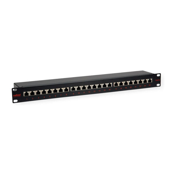 ROLINE 48,26cm 19Zoll-Patchpanel 1 HE 24 Ports Kat.5e Class D schwarz