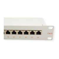 ROLINE Kat.6 Class E 48,26cm 19Zoll-Patchpanel 24P geschirmt grau