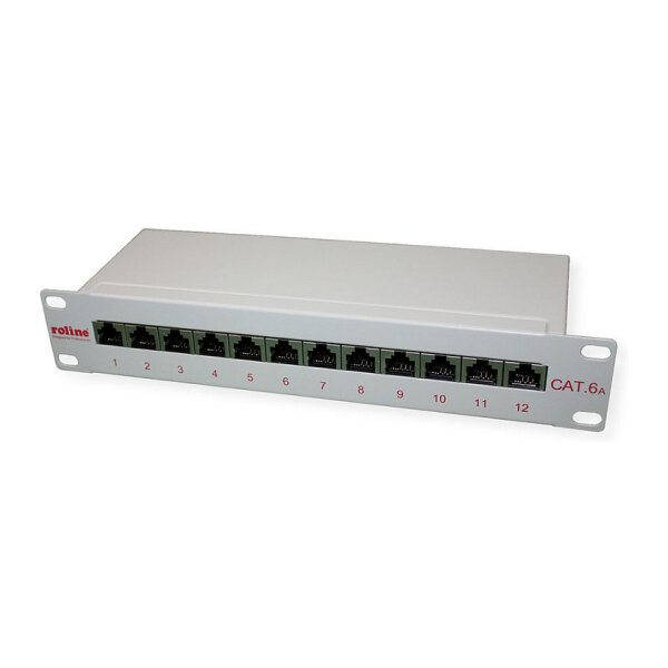 ROLINE 10-Zoll Patchpanel 12 Ports, Cat.6A (Class EA), geschirmt