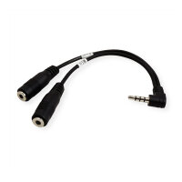 ROLINE 3,5mm Adapter 4polig (Mikrofon+Lautsprecher), schwarz, 15 cm