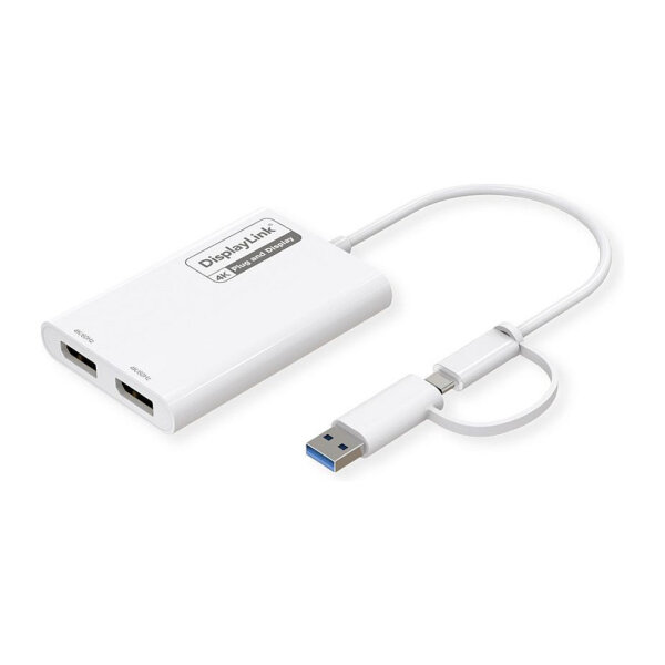 ROLINE Multi-DisplayLink Adapter USB Typ A+C - 2x DP, 4K