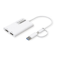 ROLINE Multi-DisplayLink Adapter USB Typ A+C - 2x DP, 4K