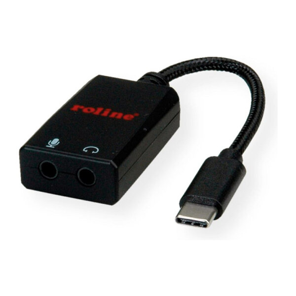 ROLINE Adapter USB Typ C - 2x 3,5mm Audio, ST/BU, 0,13 m