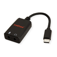 ROLINE Adapter USB Typ C - 2x 3,5mm Audio, ST/BU, 0,13 m