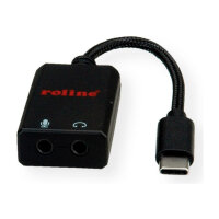 ROLINE Adapter USB Typ C - 2x 3,5mm Audio, ST/BU, 0,13 m