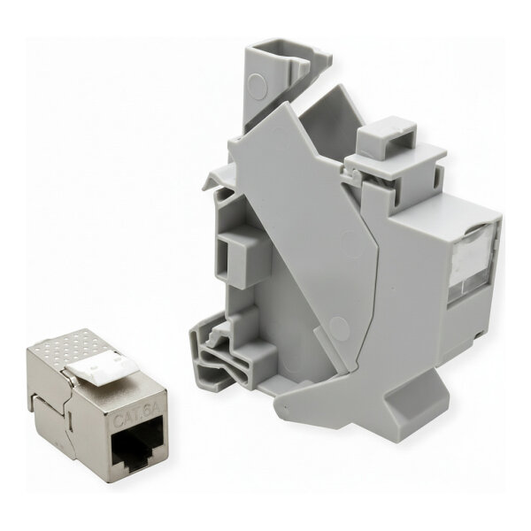 ROLINE Tragschienenadapter fr Keystone Module, inkl. Cat.6A Keystone, geschirmt, 45
