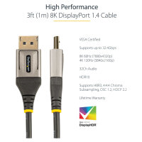 STARTECH.COM 1m VESA zertifiziertes DisplayPort 1.4 Kabel - 8K 60Hz HDR10 - Ultra HD 4K 120Hz Video - DP 1.4 Kabel - M/M