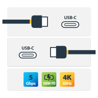 STARTECH.COM 2m USB-C Cable 5Gbit/s High Quality USB-C Cable USB 3.1/3.2 Gen 1 Type-C Cable 100W 5A PD DP Alt Mode