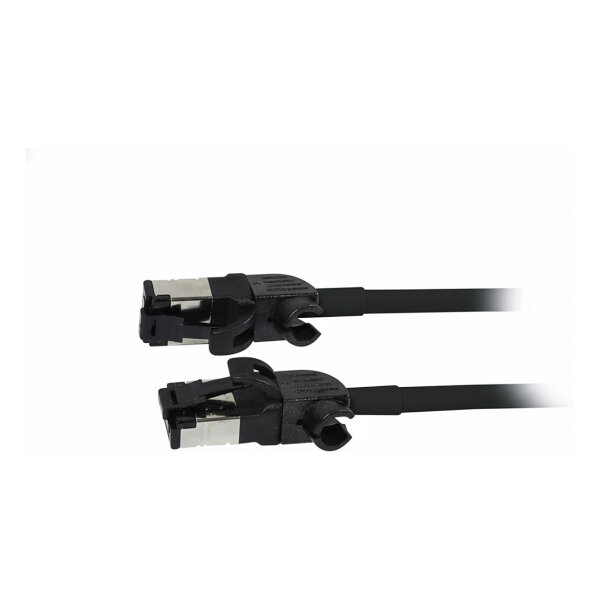Synergy21 Patchkabel RJ45, CAT6A 500Mhz, 3m, schwarz, S/FTP, slimline rund d=4,5mm, TPE/LSZH(Superflex), AWG28, mit CAT7 Rohk., drehbarer Stecker,