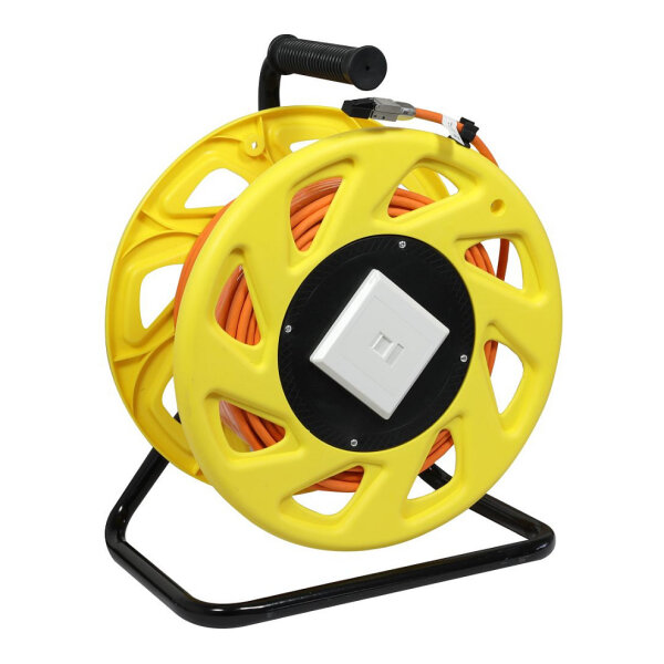 Synergy21 Kabeltrommel, CAT6A, 50m, CAT7A Rohkabel S-STP(S/FTP), mit 1x Buchse/Stecker RJ45(CAT6A), LSZH,