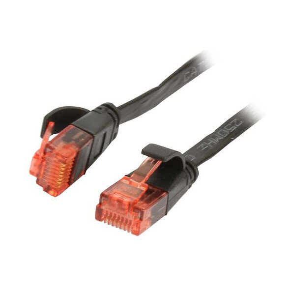 Synergy21 Patchkabel RJ45, CAT6 250Mhz, 10m schwarz, UTP(U/UTP), PVC, Flach