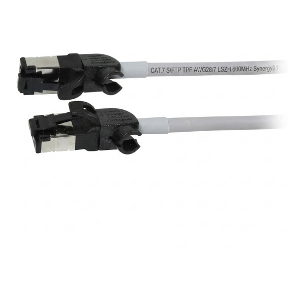 Synergy21 Patchkabel RJ45, CAT6A 500Mhz, 0,25m, grau, S/FTP, slimline rund d=4,5mm, TPE/LSZH(Superflex), AWG28, mit CAT7 Rohk., drehbarer Stecker,