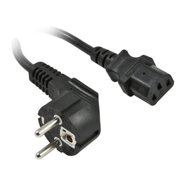 Synergy21 Netzkabel 230V Schutzkontakt CEE7(Stecker)->Kaltgeräte IEC-C13(Buchse), 2m, Black