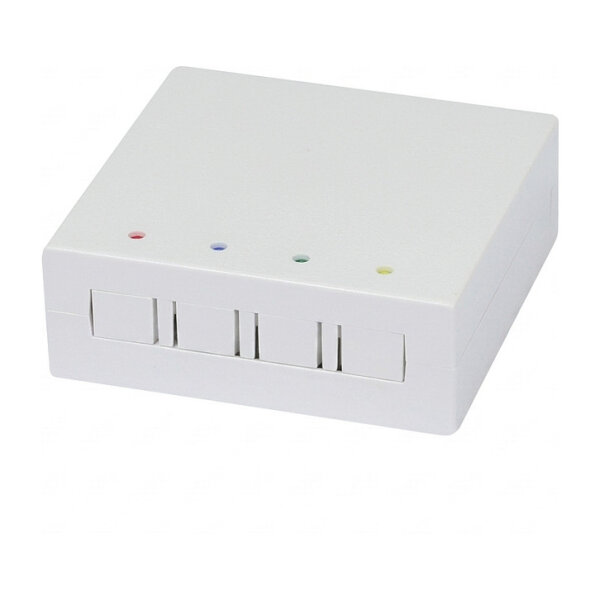 Synergy21 LWL-FTTH Wandgehäuse, für 4 Kupplungen SC-S oder LC-D 80x80 mit Kabelführung, DIN-Rail/Wand, Schrumpf,