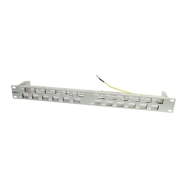 Synergy21 Keystone, Modulträger, 19Patchpanel für 24xTP-Modul, 1HE(t 96mm) 45Grad Schrägauslass, Lichtgrau