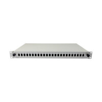 Synergy21 LWL-Patchpanel für 24xLC/LSH(E2000)-Duplex-Buchsen, 19/1HE, ohne Kupplungen, Lichtgrau