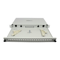 Synergy21 LWL-Patchpanel für 24xSC-Duplex/LC-Quad-Buchsen, 19/1HE, ohne SC/LC-Kupplungen, Lichtgrau