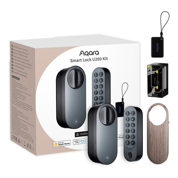 Aqara Smart Lock U200 (Black) smartes Türschloss mit verschiedenen Entriegelungsmethoden