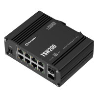 Teltonika · Switch · TSW200 · 8 Port Gigabit Industrial unmanaged PoE+ Switch, 2 SFP