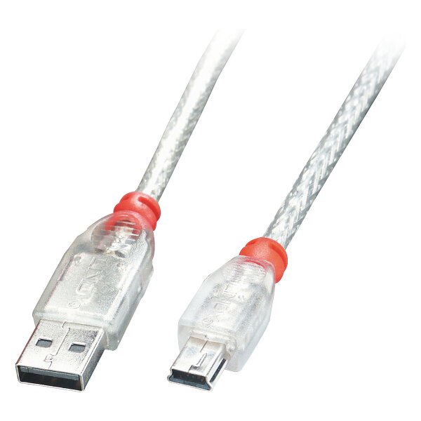 LINDY USB 2.0 Kabel Typ A/Mini-B transparent M/M 0.2m
