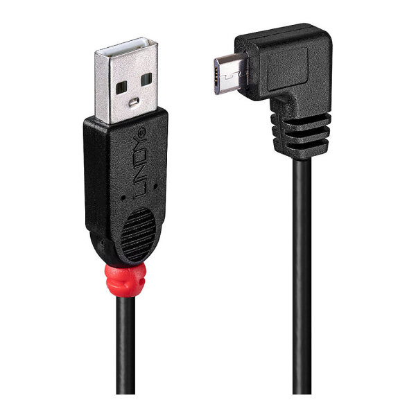 LINDY USB 2.0 Kabel Typ A/Micro-B 90° gewinkelt M/M 0.5m