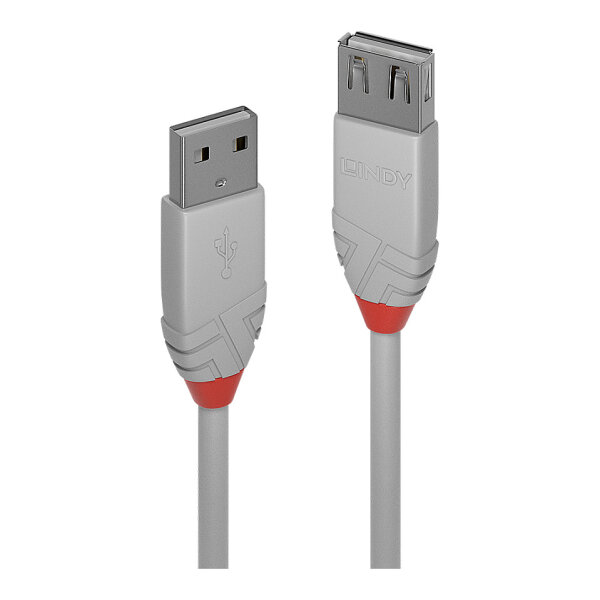 LINDY USB 2.0 Verlängerung Typ A/A Anthra Line M/F 0.5m grau