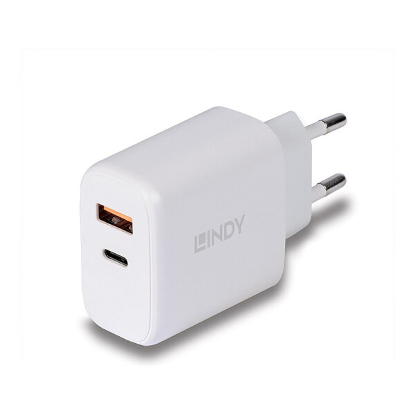 LINDY USB Ladegerät Typ A & C Charger 30W, weiß
