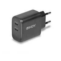 LINDY USB-C Ladegerät 2-Port GaN Charger 65W, schwarz