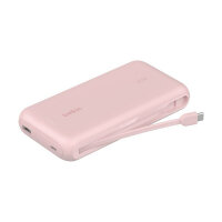 Belkin Powerbank mit integriertem USB-C Kabel, Pink,...