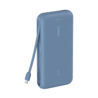 Belkin Powerbank mit integriertem USB-C Kabel, Blau, USB-C, 20.000 mAh, BPB024HQBL