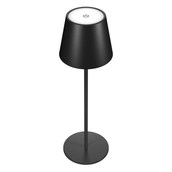 RealPower LED-Tischlampe dimmbar kalt/warm mit Akku, schwar