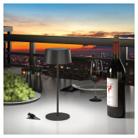 RealPower LED-Solar Tischlampe dimmbar mit Akku,schwarz