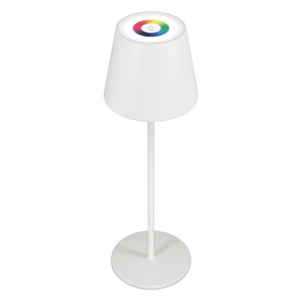 RealPower LED-RGB Tischlampe dimmbar mit Akku,weiss