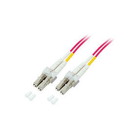 EFB LWL Kabel Duplex Jumper LC-LC 50/125 OM4 0,5 Meter LSZH Halogenfrei erika violett 2.0mm geprueft mit Messprotokoll