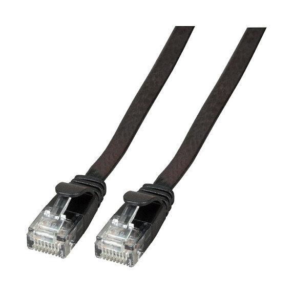 EFB RJ45 Flachpatchkabel U/UTP, Cat.6A, PVC, 0.25m, schwarz