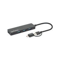 MANHATTAN 4-Port USB 3.0 Typ-C / Typ-A Kombi-Hub schwarz
