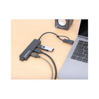 MANHATTAN 4-Port USB 3.0 Typ-C / Typ-A Kombi-Hub schwarz