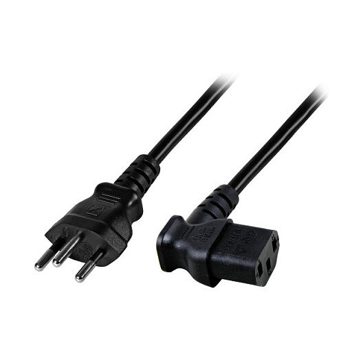 EFB Netzkabel Schweiz Typ 12 - C13 90°,sw,1.8m,3x0.75mm
