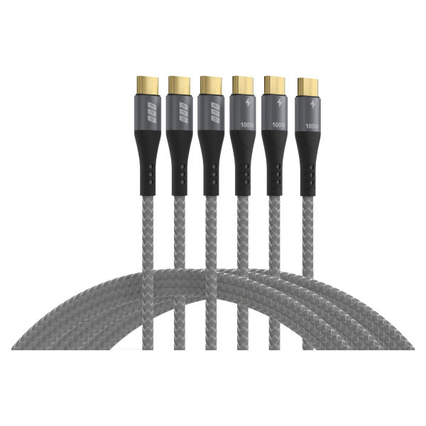 EFB USB-C Kabelset 100W PD 3.0 5A E-Marker Chip 0,5+1+2m gra