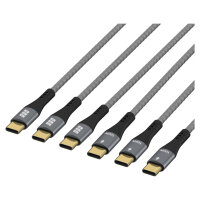 EFB USB-C Kabelset 100W PD 3.0 5A E-Marker Chip 0,5+1+2m gra