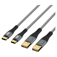 EFB USB-A auf USB-C Kabelset 60W QC 3A 2x3m grau